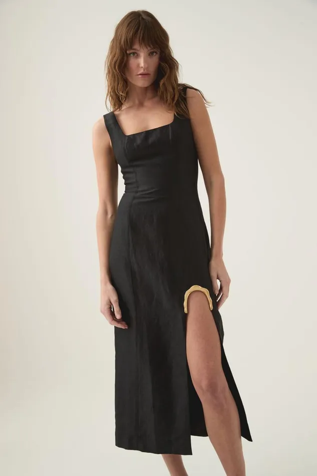 Aje Dresses Flourish Midi Dress Black 8211 Women Aje Dresses Flourish Midi Dress Black 8211 Women