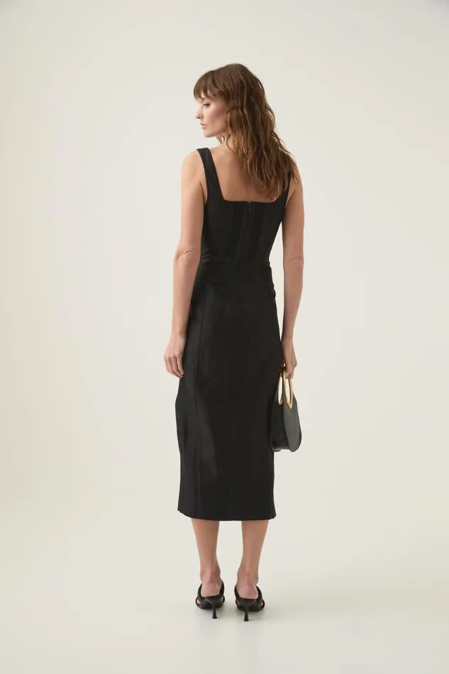 Aje Dresses Flourish Midi Dress Black 8211 Women Aje Dresses Flourish Midi Dress Black 8211 Women