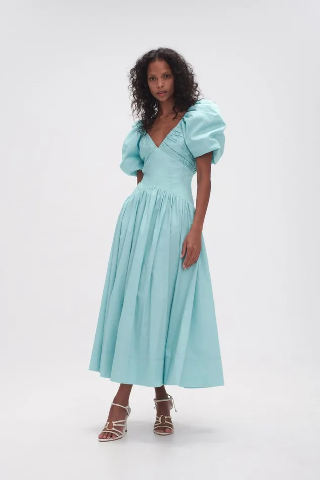 Aje Dresses Gabrielle Plunge Midi Dress Spearmint Blue 8211 Women Aje Dresses Gabrielle Plunge Midi Dress Spearmint Blue 8211 Women