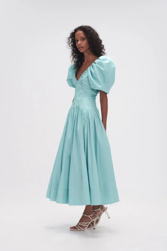 Aje Dresses Gabrielle Plunge Midi Dress Spearmint Blue 8211 Women Aje Dresses Gabrielle Plunge Midi Dress Spearmint Blue 8211 Women