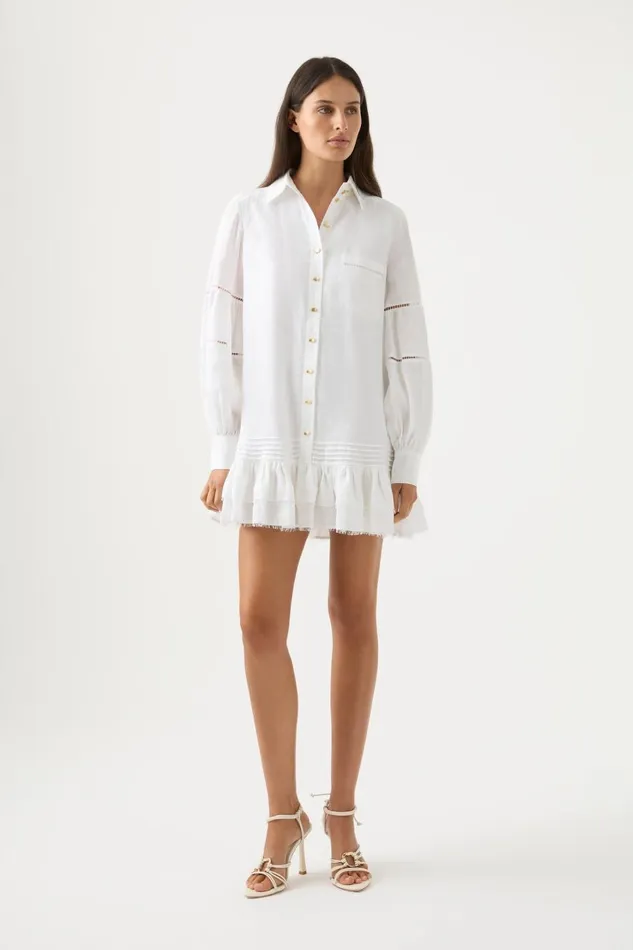 Aje Dresses Lotus Shirt Mini Dress Ivory 8211 Women