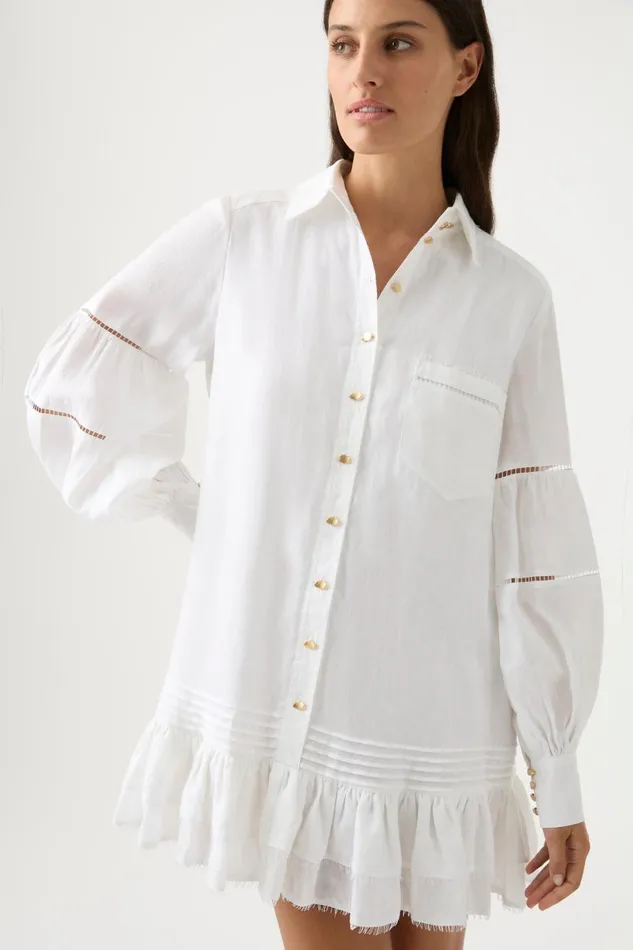 Aje Dresses Lotus Shirt Mini Dress Ivory 8211 Women Aje Dresses Lotus Shirt Mini Dress Ivory 8211 Women