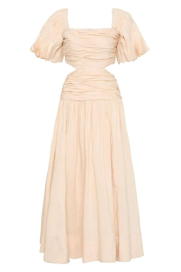 Aje Dresses Marianne Ruched Midi Dress Coconut Cream 8211 Women Aje Dresses Marianne Ruched Midi Dress Coconut Cream 8211 Women