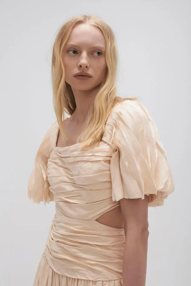 Aje Dresses Marianne Ruched Midi Dress Coconut Cream 8211 Women Aje Dresses Marianne Ruched Midi Dress Coconut Cream 8211 Women