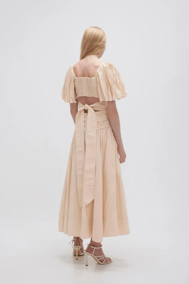 Aje Dresses Marianne Ruched Midi Dress Coconut Cream 8211 Women Aje Dresses Marianne Ruched Midi Dress Coconut Cream 8211 Women