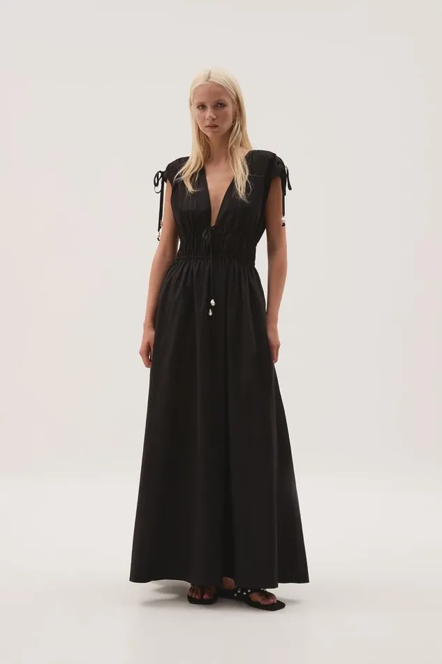 Aje Dresses Marley Tie Maxi Dress Black 8211 Women