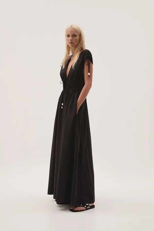 Aje Dresses Marley Tie Maxi Dress Black 8211 Women Aje Dresses Marley Tie Maxi Dress Black 8211 Women