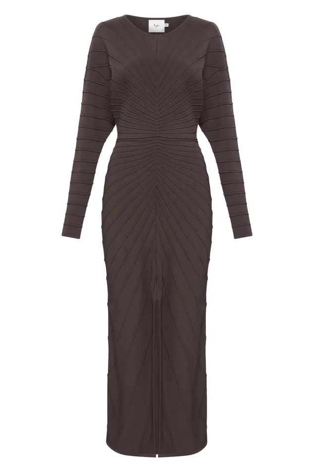 Aje Dresses Modernist Cocoon Midi Dress Umber Brown 8211 Women Aje Dresses Modernist Cocoon Midi Dress Umber Brown 8211 Women