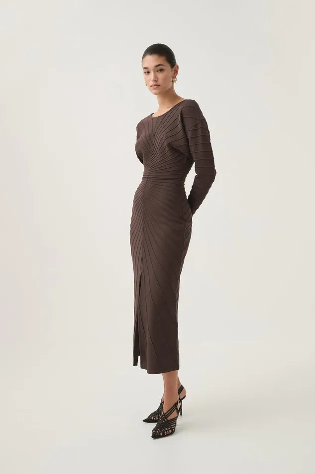 Aje Dresses Modernist Cocoon Midi Dress Umber Brown 8211 Women Aje Dresses Modernist Cocoon Midi Dress Umber Brown 8211 Women