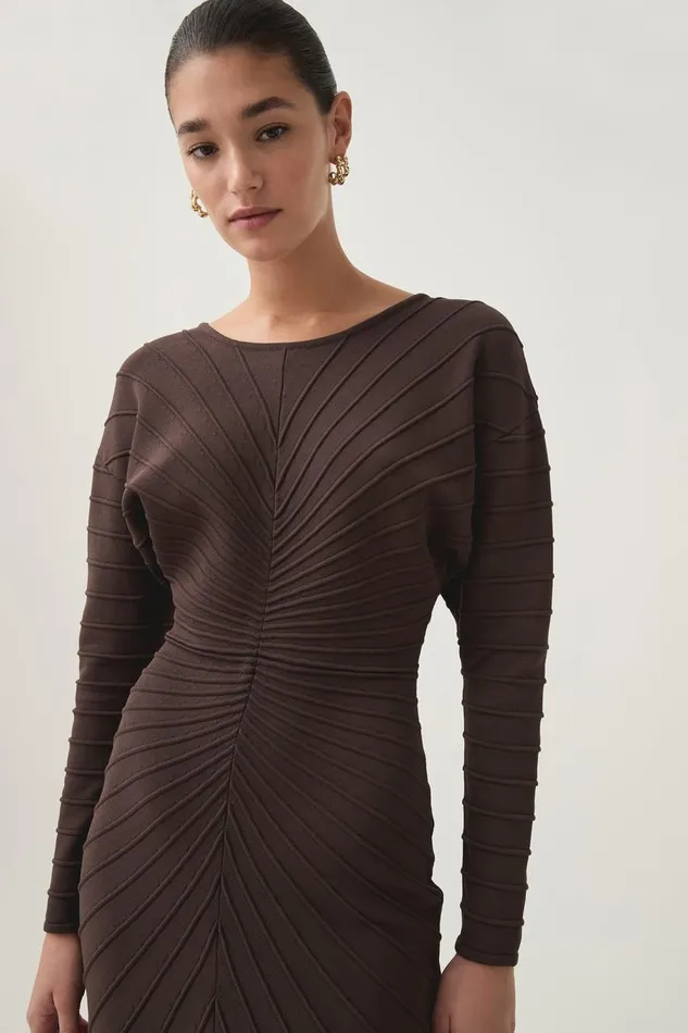 Aje Dresses Modernist Cocoon Midi Dress Umber Brown 8211 Women Aje Dresses Modernist Cocoon Midi Dress Umber Brown 8211 Women