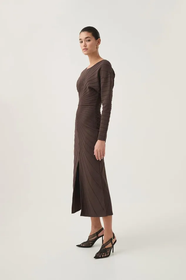 Aje Dresses Modernist Cocoon Midi Dress Umber Brown 8211 Women Aje Dresses Modernist Cocoon Midi Dress Umber Brown 8211 Women