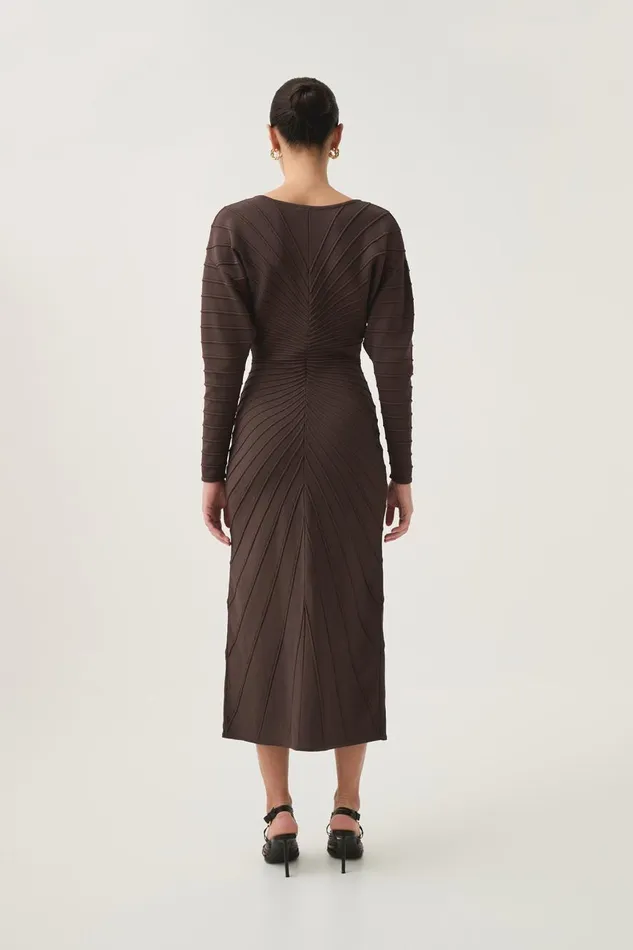 Aje Dresses Modernist Cocoon Midi Dress Umber Brown 8211 Women Aje Dresses Modernist Cocoon Midi Dress Umber Brown 8211 Women