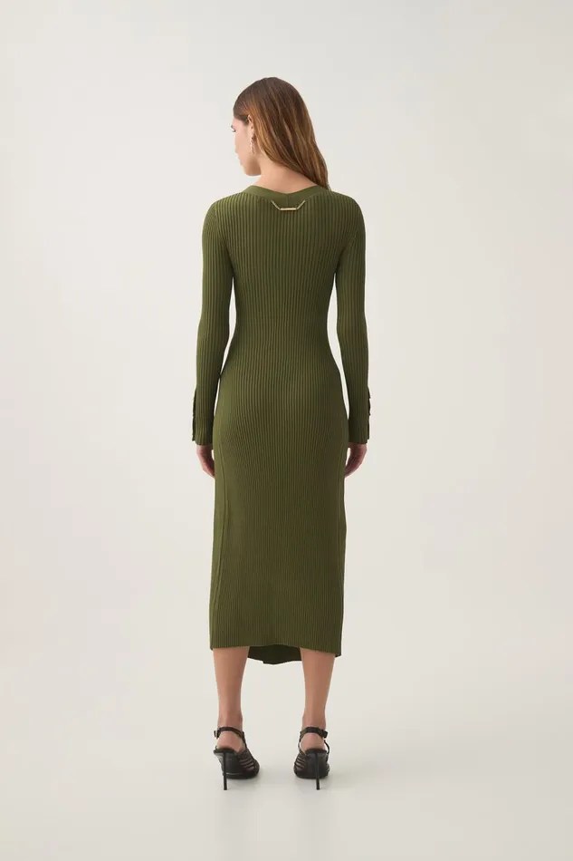Aje Dresses Ondine Knit Midi Dress Palm Green 8211 Women Aje Dresses Ondine Knit Midi Dress Palm Green 8211 Women