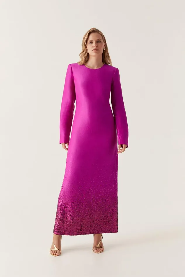 Aje Dresses Reflection Sequin Maxi Dress Deep Magenta 8211 Women
