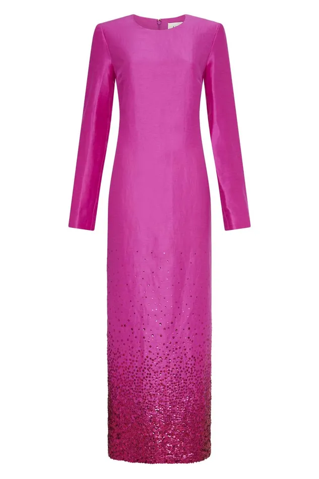 Aje Dresses Reflection Sequin Maxi Dress Deep Magenta 8211 Women Aje Dresses Reflection Sequin Maxi Dress Deep Magenta 8211 Women