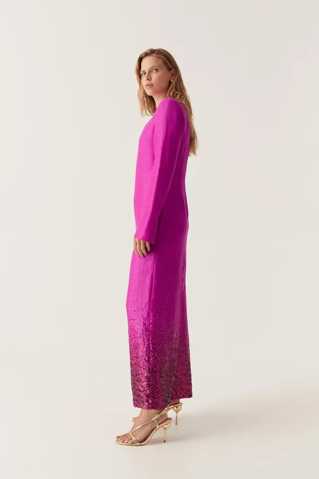 Aje Dresses Reflection Sequin Maxi Dress Deep Magenta 8211 Women Aje Dresses Reflection Sequin Maxi Dress Deep Magenta 8211 Women