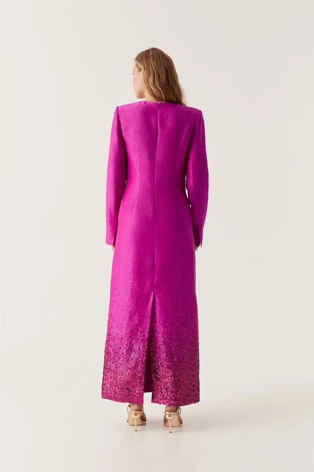 Aje Dresses Reflection Sequin Maxi Dress Deep Magenta 8211 Women Aje Dresses Reflection Sequin Maxi Dress Deep Magenta 8211 Women