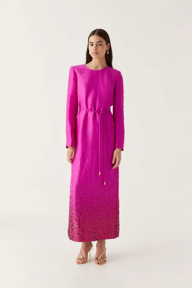 Aje Dresses Reflection Sequin Maxi Dress Deep Magenta 8211 Women Aje Dresses Reflection Sequin Maxi Dress Deep Magenta 8211 Women