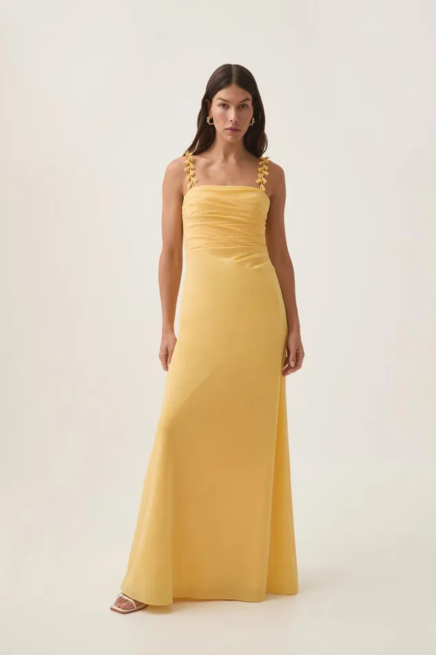 Aje Dresses Soulful Pom Pom Midi Dress Soft Yellow 8211 Women