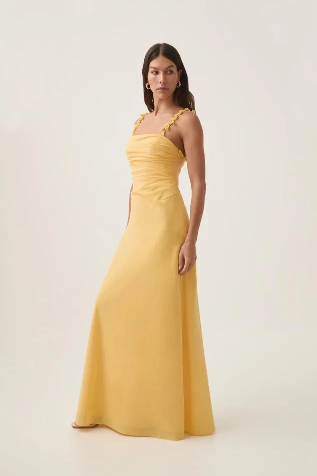 Aje Dresses Soulful Pom Pom Midi Dress Soft Yellow 8211 Women Aje Dresses Soulful Pom Pom Midi Dress Soft Yellow 8211 Women