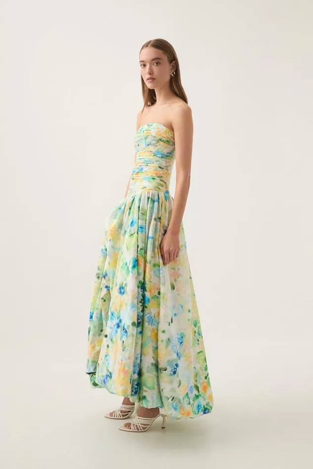 Aje Dresses Violette Bubble Hem Maxi Dress Floral Haze 8211 Women Aje Dresses Violette Bubble Hem Maxi Dress Floral Haze 8211 Women