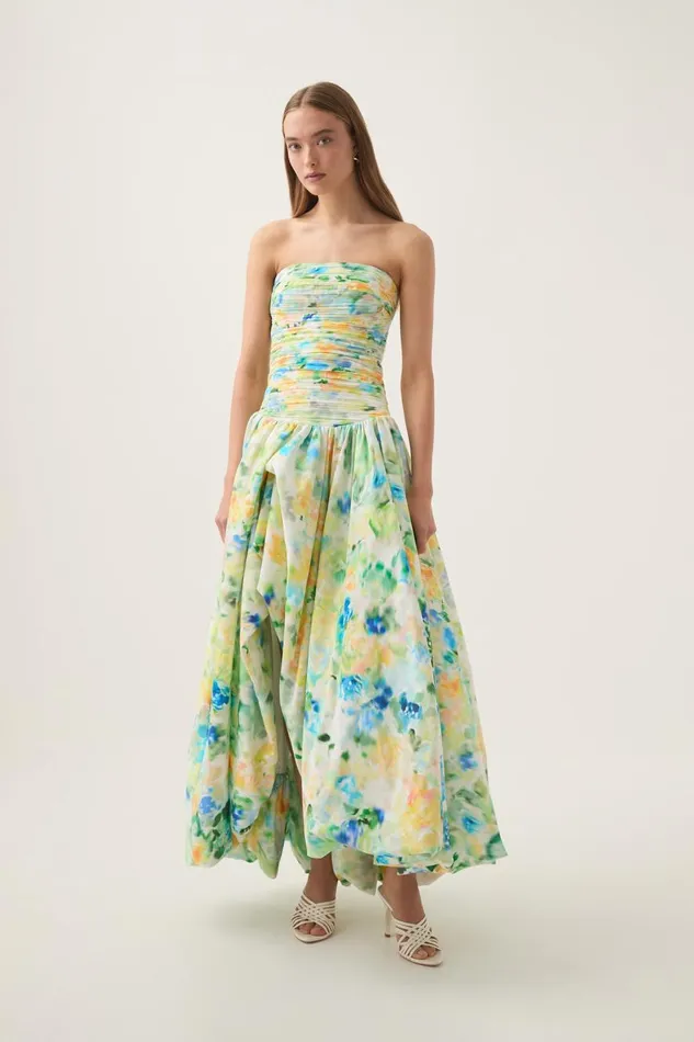 Aje Dresses Violette Bubble Hem Maxi Dress Floral Haze 8211 Women Aje Dresses Violette Bubble Hem Maxi Dress Floral Haze 8211 Women