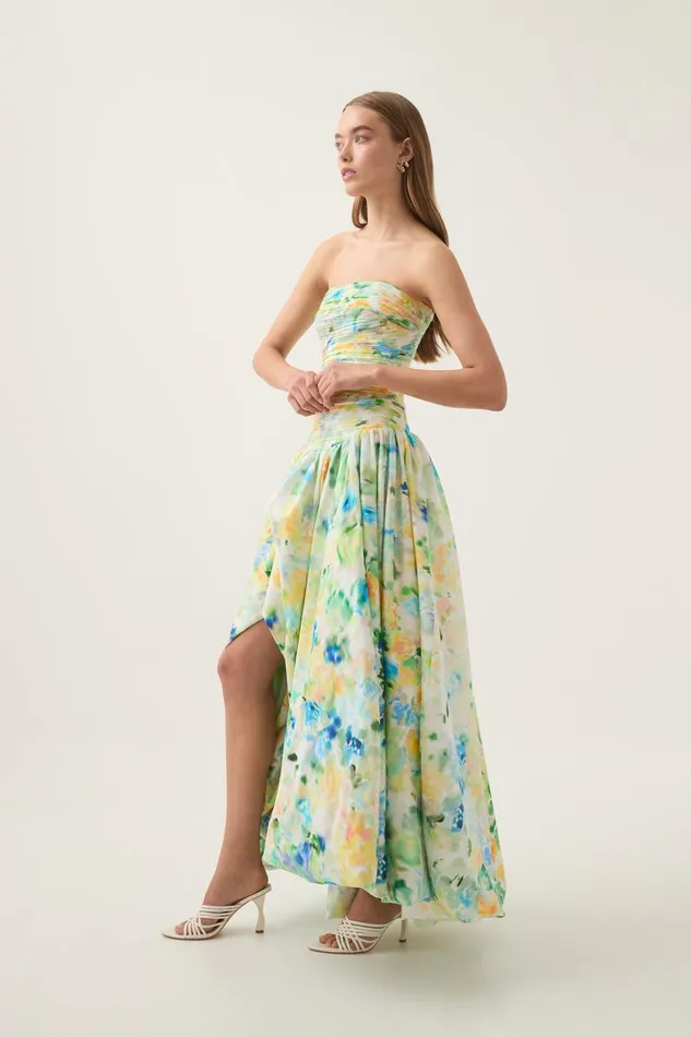 Aje Dresses Violette Bubble Hem Maxi Dress Floral Haze 8211 Women Aje Dresses Violette Bubble Hem Maxi Dress Floral Haze 8211 Women