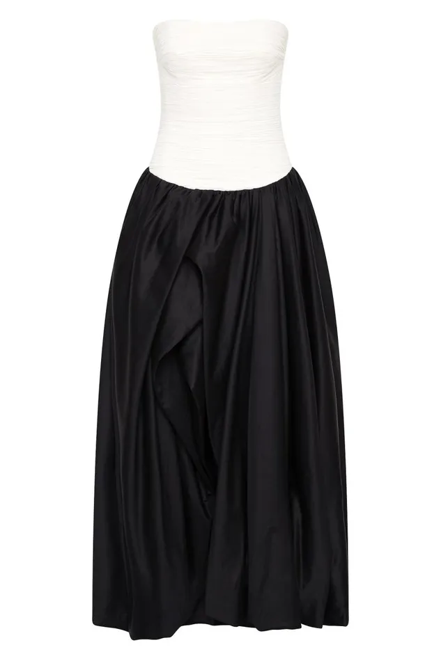 Aje Dresses Violette Bubble Hem Maxi Dress Ivoryblack 8211 Women Aje Dresses Violette Bubble Hem Maxi Dress Ivoryblack 8211 Women