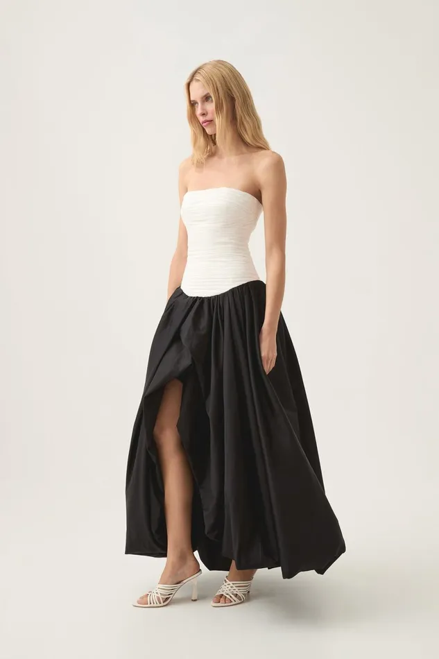 Aje Dresses Violette Bubble Hem Maxi Dress Ivoryblack 8211 Women Aje Dresses Violette Bubble Hem Maxi Dress Ivoryblack 8211 Women