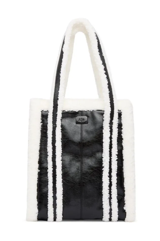 Aje Handbags and Wallets Stella Shearling Tote Blackivory 8211 Women Aje Handbags and Wallets Stella Shearling Tote Blackivory 8211 Women