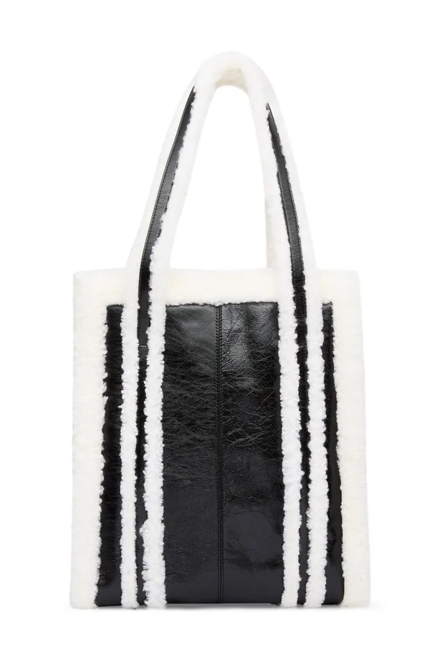 Aje Handbags and Wallets Stella Shearling Tote Blackivory 8211 Women Aje Handbags and Wallets Stella Shearling Tote Blackivory 8211 Women