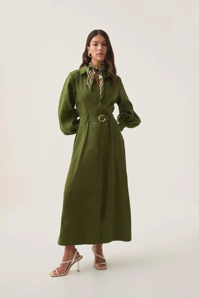 Aje Hats and Scarves Enchanter Scarf Midi Dress Fern Green 8211 Women