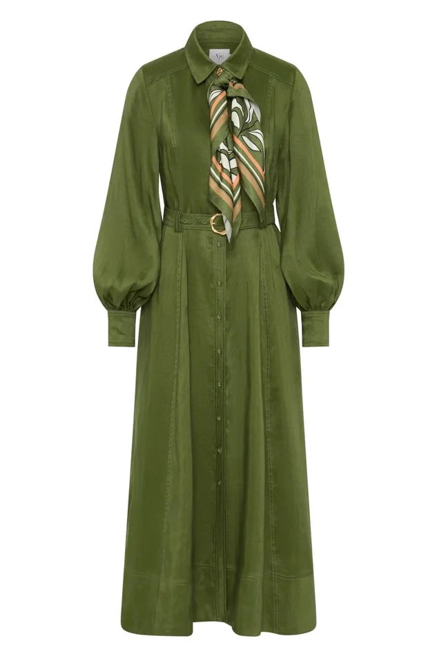 Aje Hats and Scarves Enchanter Scarf Midi Dress Fern Green 8211 Women Aje Hats and Scarves Enchanter Scarf Midi Dress Fern Green 8211 Women
