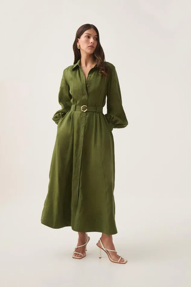Aje Hats and Scarves Enchanter Scarf Midi Dress Fern Green 8211 Women Aje Hats and Scarves Enchanter Scarf Midi Dress Fern Green 8211 Women