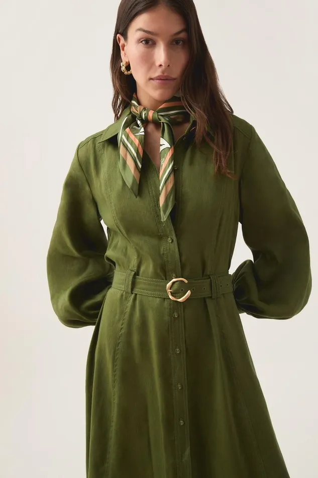 Aje Hats and Scarves Enchanter Scarf Midi Dress Fern Green 8211 Women Aje Hats and Scarves Enchanter Scarf Midi Dress Fern Green 8211 Women