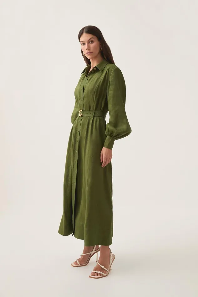 Aje Hats and Scarves Enchanter Scarf Midi Dress Fern Green 8211 Women Aje Hats and Scarves Enchanter Scarf Midi Dress Fern Green 8211 Women