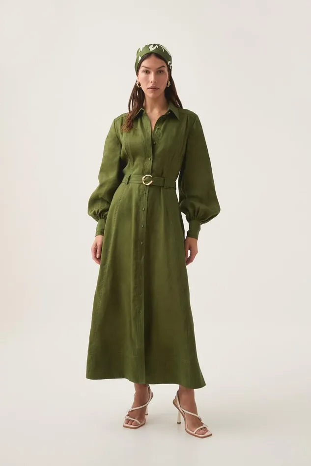 Aje Hats and Scarves Enchanter Scarf Midi Dress Fern Green 8211 Women Aje Hats and Scarves Enchanter Scarf Midi Dress Fern Green 8211 Women