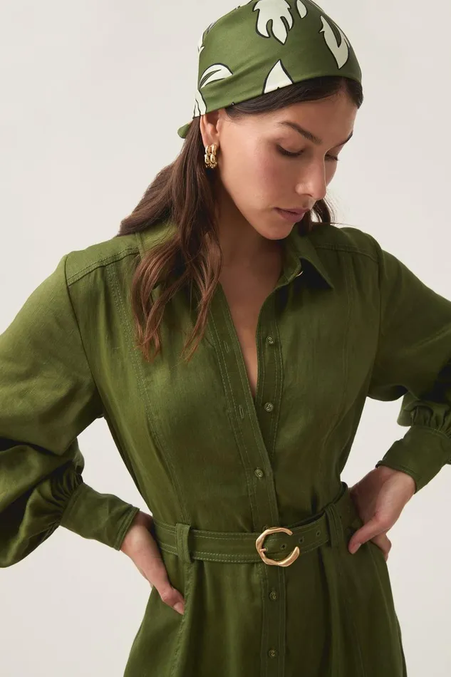 Aje Hats and Scarves Enchanter Scarf Midi Dress Fern Green 8211 Women Aje Hats and Scarves Enchanter Scarf Midi Dress Fern Green 8211 Women