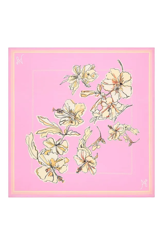 Aje Hats and Scarves Flourish Silk Scarf Pink Hibiscus 8211 Women Aje Hats and Scarves Flourish Silk Scarf Pink Hibiscus 8211 Women