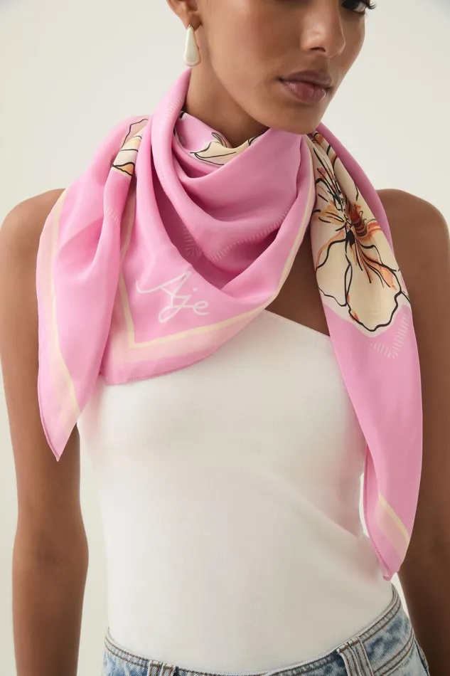 Aje Hats and Scarves Flourish Silk Scarf Pink Hibiscus 8211 Women Aje Hats and Scarves Flourish Silk Scarf Pink Hibiscus 8211 Women