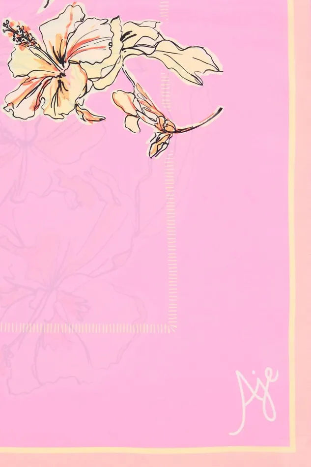 Aje Hats and Scarves Flourish Silk Scarf Pink Hibiscus 8211 Women Aje Hats and Scarves Flourish Silk Scarf Pink Hibiscus 8211 Women