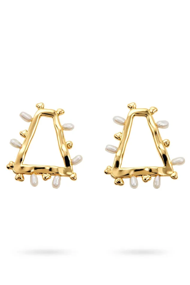 Aje Jewelry Descend Mini Pearl Hoop Stud Goldpearl 8211 Women