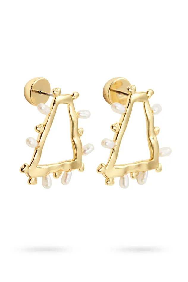 Aje Jewelry Descend Mini Pearl Hoop Stud Goldpearl 8211 Women Aje Jewelry Descend Mini Pearl Hoop Stud Goldpearl 8211 Women