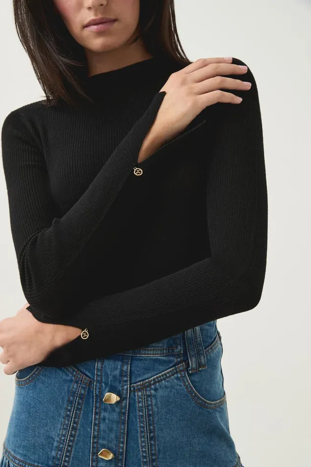 Aje Knitwear and Jumpers Carolina Rib Knit Top Black 8211 Women