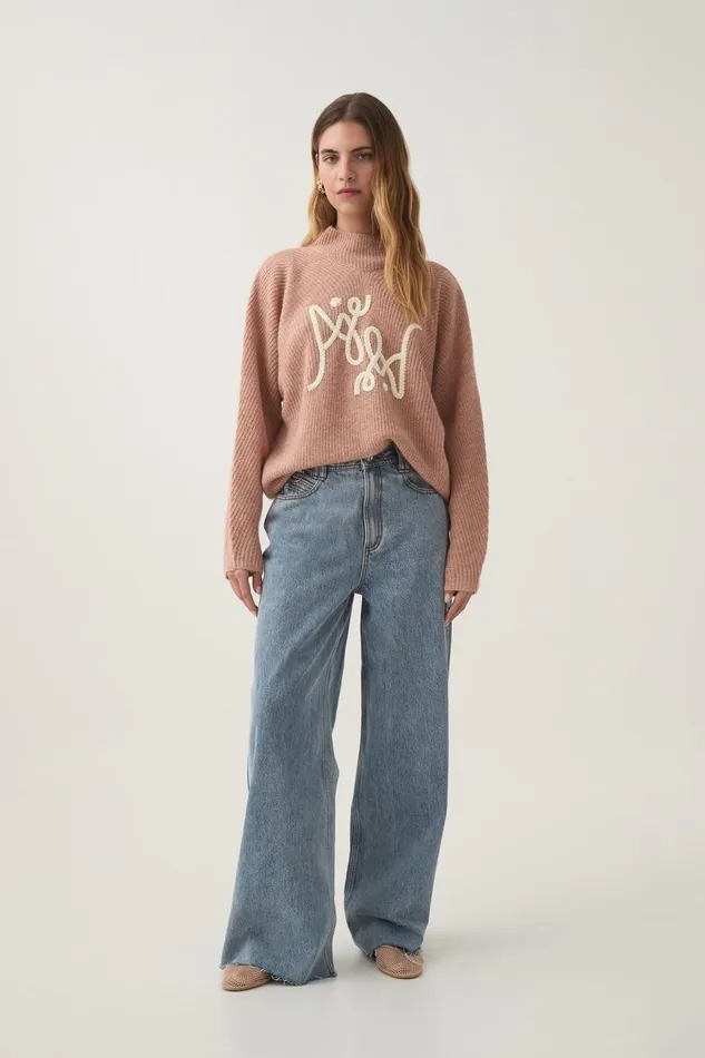 Aje Knitwear and Jumpers Emulate Logo Knit Blush Marleivory Logo 8211 Women