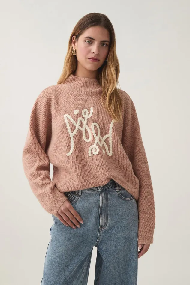 Aje Knitwear and Jumpers Emulate Logo Knit Blush Marleivory Logo 8211 Women