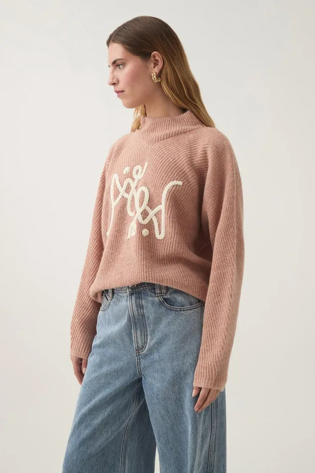 Aje Knitwear and Jumpers Emulate Logo Knit Blush Marleivory Logo 8211 Women