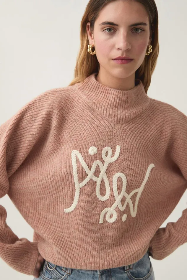 Aje Knitwear and Jumpers Emulate Logo Knit Blush Marleivory Logo 8211 Women