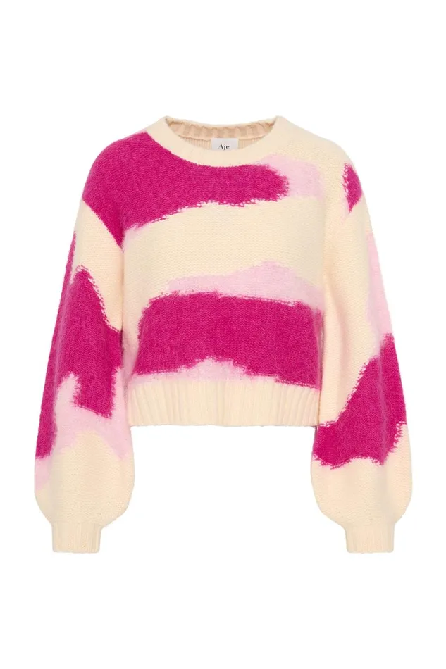 Aje Knitwear and Jumpers Enfold Jacquard Knit Eggshell Pink Multi 8211 Women