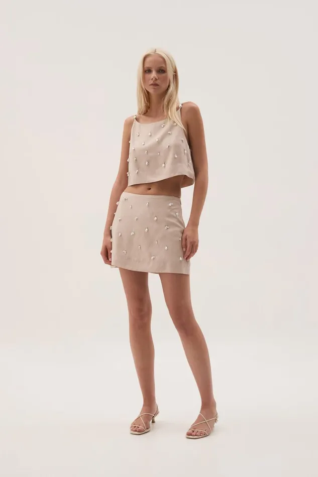 Aje Matching Sets Akoya Mini Skirt Oatmeal 8211 Women